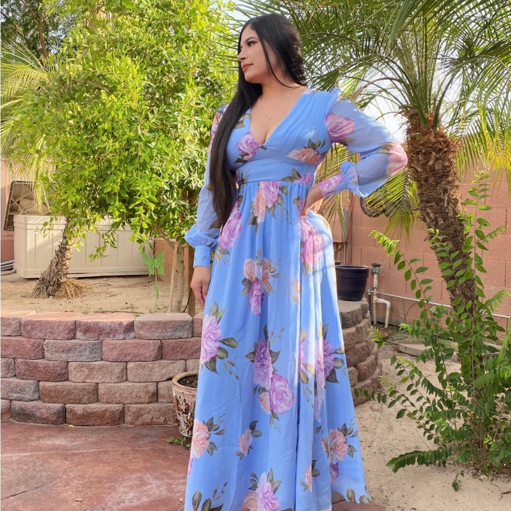 Floral Blue Maxi Dress